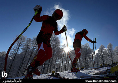جلسه تمرینی اسکی آلپاین در مسابقات زمستانی سوچی.