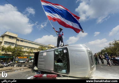  شهر بانکوک تایلند هم همچنان صحنه تظاهرات خیابانی مخالفان حکومت است 
