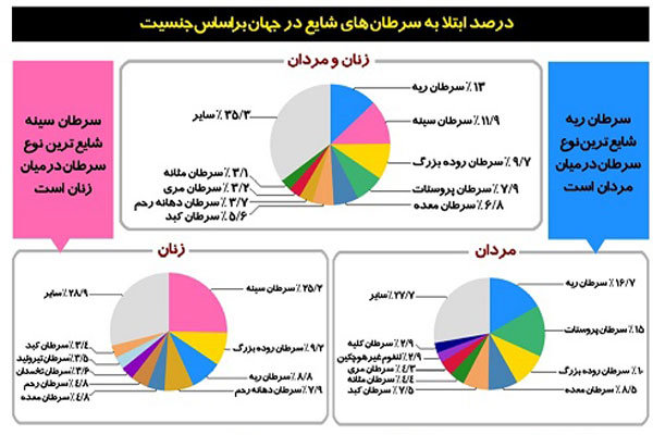 اینفوگرافی سرطان در ایران و جهان