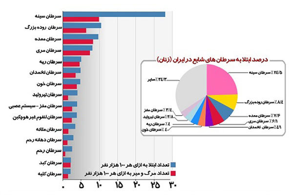 اینفوگرافی سرطان در ایران و جهان